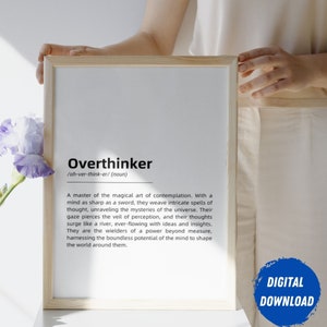 Overthinker Definition | Dictionary Definition | Overthinking Digital Print