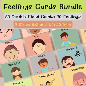 Tarjetas de sentimientos para niños / Imprimibles sobre emociones / Baraja de cartas de sentimientos socioemocionales