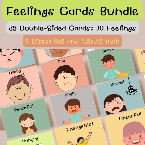 Feelings Cards Visuals for Kids |  Emotions Printables | Social Emotional Feelings Card Deck