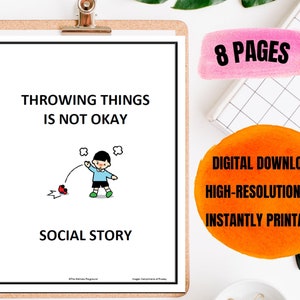 Social Story Throwing Things Is Not Okay | Digital Social Story | Printable Social Story