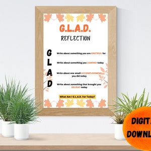 GLAD Reflection | Mindfulness Strategy | Digital Print | Printable Art | Classroom Activity | Mindful Strategy