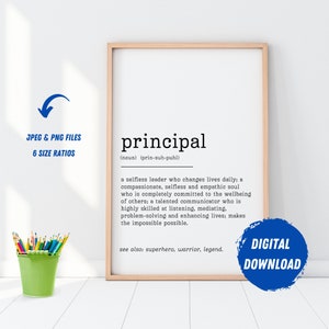 Principal Definition Print | School Principal Gift | Teacher Appreciation | Principal Retirement Gift