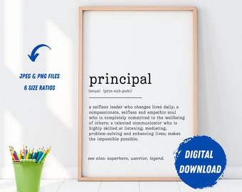 Impresión artística de la definición de director: regalo para el administrador escolar (descarga digital)