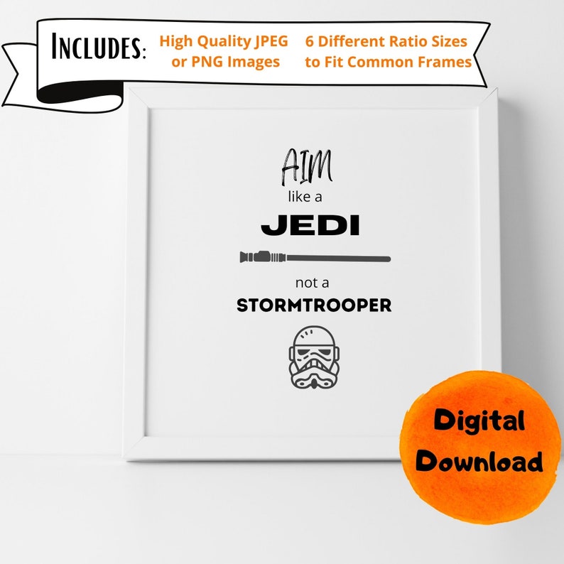 Aim Like a Jedi Funny Bathroom Art Printable Bathroom Art Bathroom