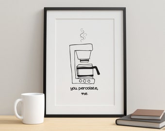 Retro Coffee Art Print: Humorous Coffee Bar Decor (Digital Download)