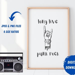 long live punk rock | punk music wall art | punk printable poster | punk digital art