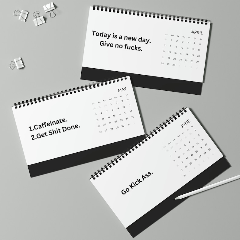 Funny Inspirational Desk Calendar 2024 Grid Funny Explicit Etsy
