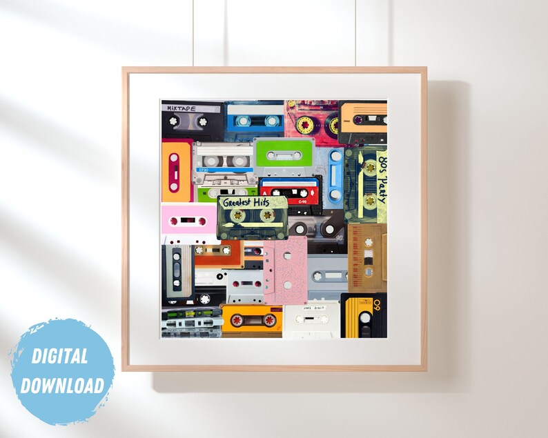 Retro Cassette Tape Art Print: 80s 90s Music Poster (digital Download ...
