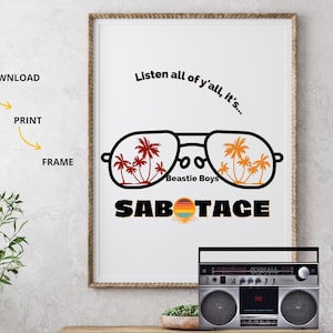 Beastie Boys Sabotage Poster | Beastie Boys Digital Print | Printable Beastie Boys Art | Home Decor