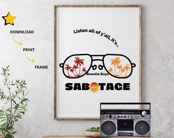 Beastie Boys-sabotageposter: retro woondecoratie (digitale print)