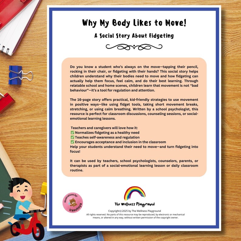 Fidgeting Social Story for Kids: Self-regulation & Focus (PDF) - Etsy