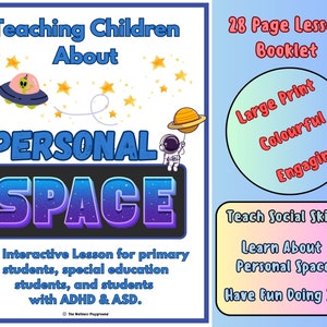 Historia social del espacio personal, habilidades sociales del autismo, lección de aprendizaje socioemocional (SEL) de primaria, historias de educación especial