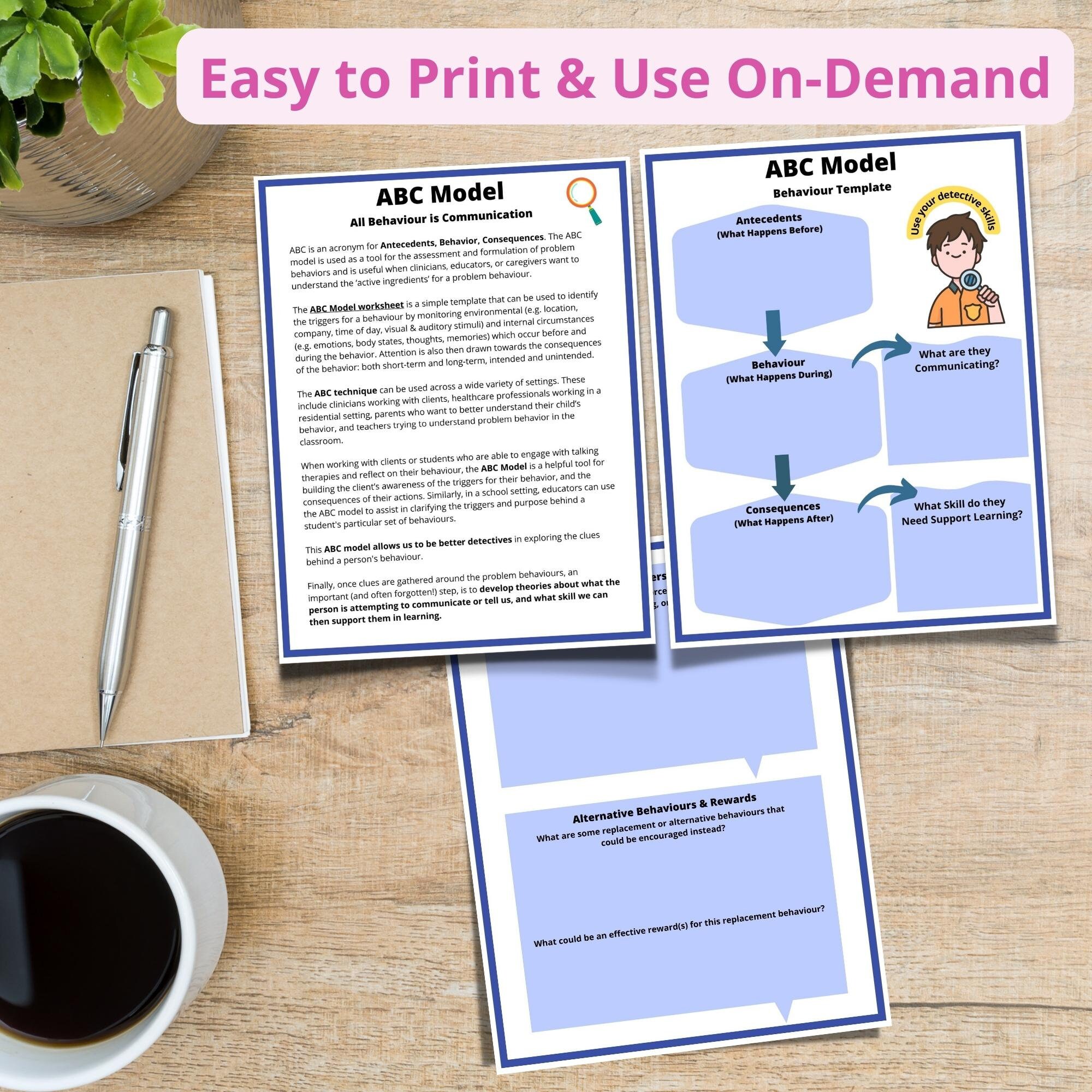 ABC Behavior Model Template: Classroom Intervention Chart (PDF & JPEG ...