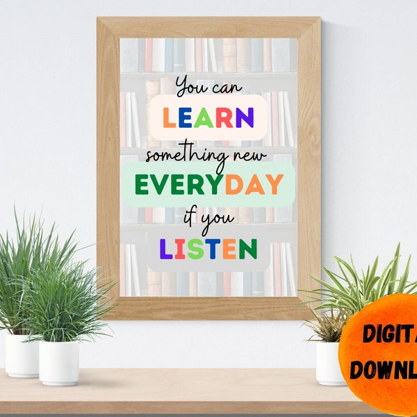Sie können jeden Tag etwas Neues lernen, wenn Sie | Klassenzimmer Wandkunst | Druckbare Wandkunst | Digitale Kunst | Klassenzimmer Dekor | Therapie Kunst
