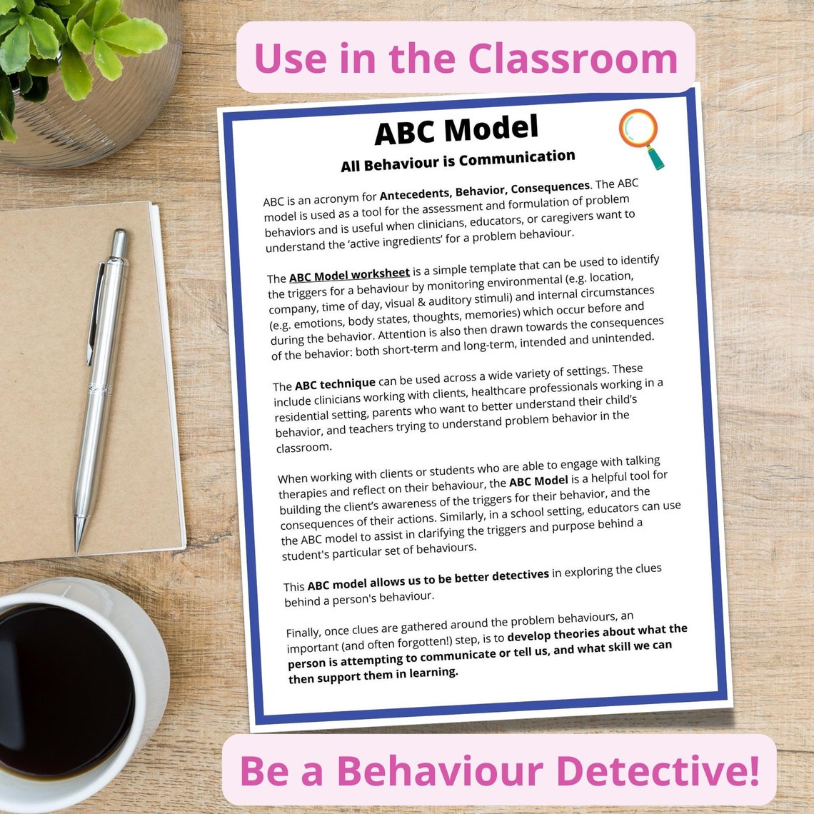 Abc Anger Model ABC Behavior Model Template: Classroom Intervention Chart (PDF & JPEG ...