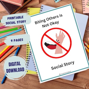 Social Story to teach kids no biting | Social Skills Lesson | Social story autism | Printable Social Stories | Social story English Italian