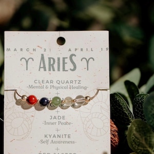 Bracelet en cristal du zodiaque - Bijoux de guérison astrologiques - Bracelet réglable fait main - Cadeaux du zodiaque personnalisés - Bracelets d&#39;énergie de pierre de naissance