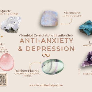 Anti-Anxiety & Depression | Tumbled Crystal Stone Intention Set | Stones Crafted For Mental Clarity and To Maintain a Positive Outlook