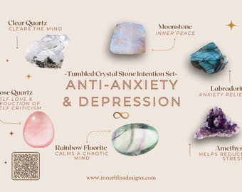 Anti-Anxiety & Depression | Tumbled Crystal Stone Intention Set | Stones Crafted For Mental Clarity and To Maintain a Positive Outlook