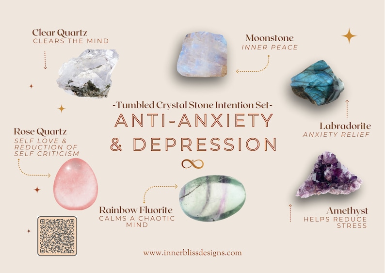 Antianxiety & Depression Tumbled Crystal Stone Intention Set Stones