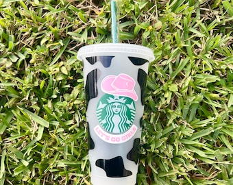 Pink and White Cowgirl Starbucks Cup