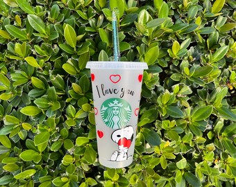 Snoopy Valentines Day Starbucks Cup