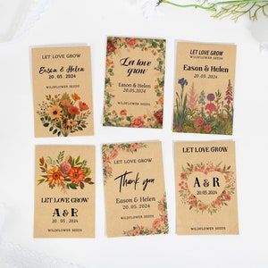 Personalized Wildflower Seed Packet Wedding Favors with Seeds – Custom Bridal Shower Guest Gifts – Bulk Flower Seed Favor Packets