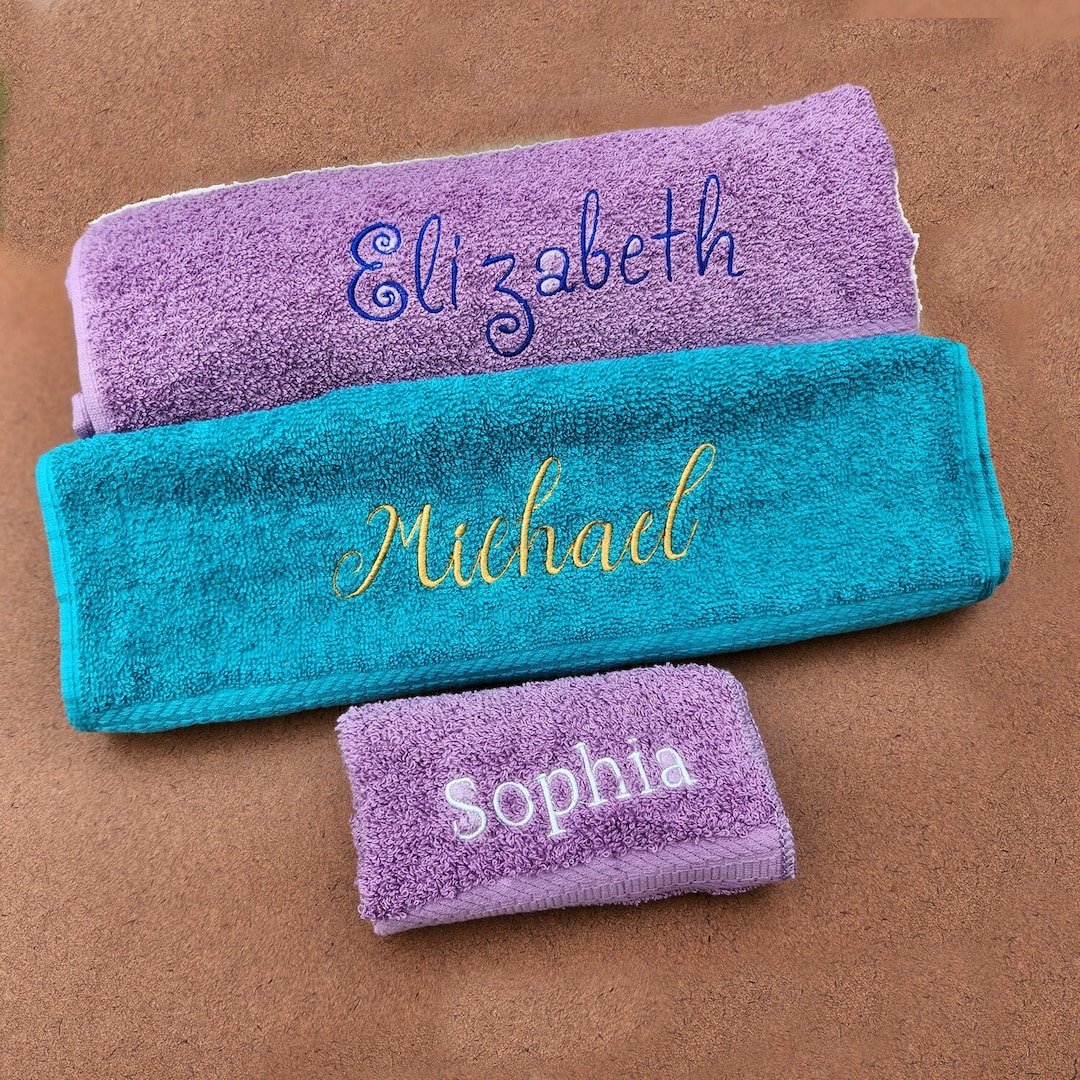 Personalized Bath Towel Monogram Hand Towel With Names Embroidered