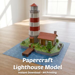 Papercraft Lighthouse Model, Cozy Miniature House Plans, DIY Craft Kit (Digital Download)