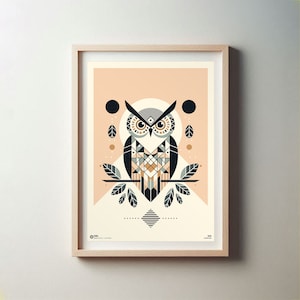 Printable Abstract Owl Poster. Abstract Night Owl Poster. Modern Stylish Home Decor. Minimal Wise Bird Poster. Abstract Nightbird Posteri.