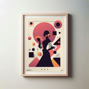 Printable Abstract Flamenco Dancer Woman Poster. Minimal Flamenco Dance Poster. Abstract Dance Love Poster. Elegant Flamenco Dancer Poster.