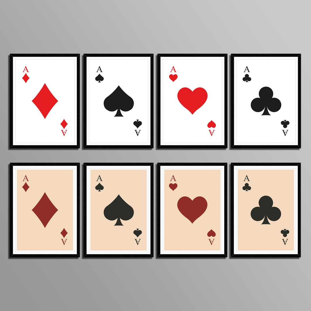 Printable Four Aces Playing Card Poster. Playing Cards Poster Set. Game ...