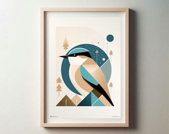 Abstract Bird Art Print: Modern Minimalist Home Decor (Digital Download)