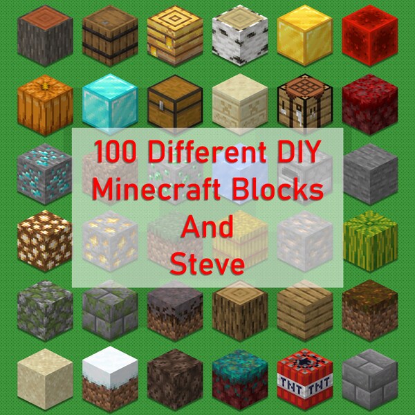 Blocs Minecraft bricolage. Imprimable 100 blocs Minecraft différents. Ensemble de dioramas Minecraft. Blocs Minecraft à partir de papier imprimable.