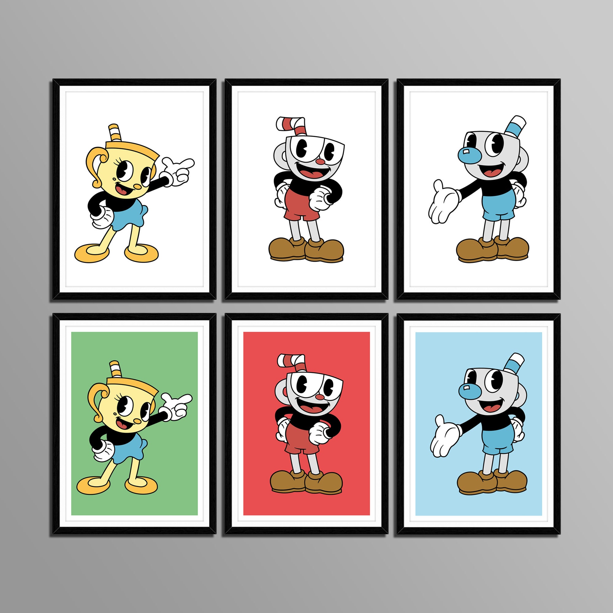 Wall Art Cuphead Characters The Devil Cagney Carnation King Dice Cala Maria  Mugman Poster Prints Set of 6 Size A4 (21cm x 29cm) Unframed GREAT GIFT :  : Home