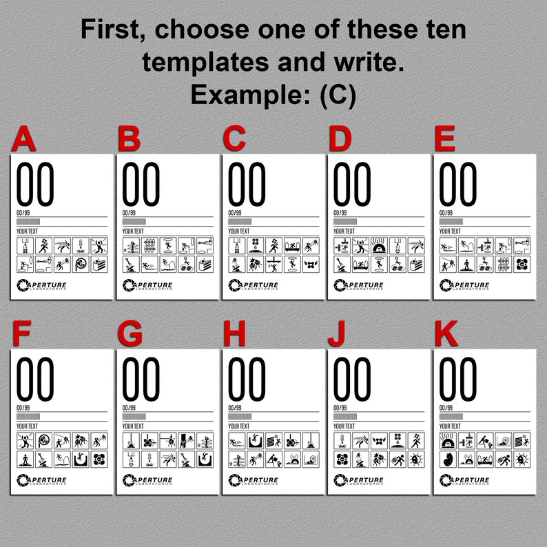 Editable Portal Test Chamber Icons. Printable Game Poster, Aperture ...
