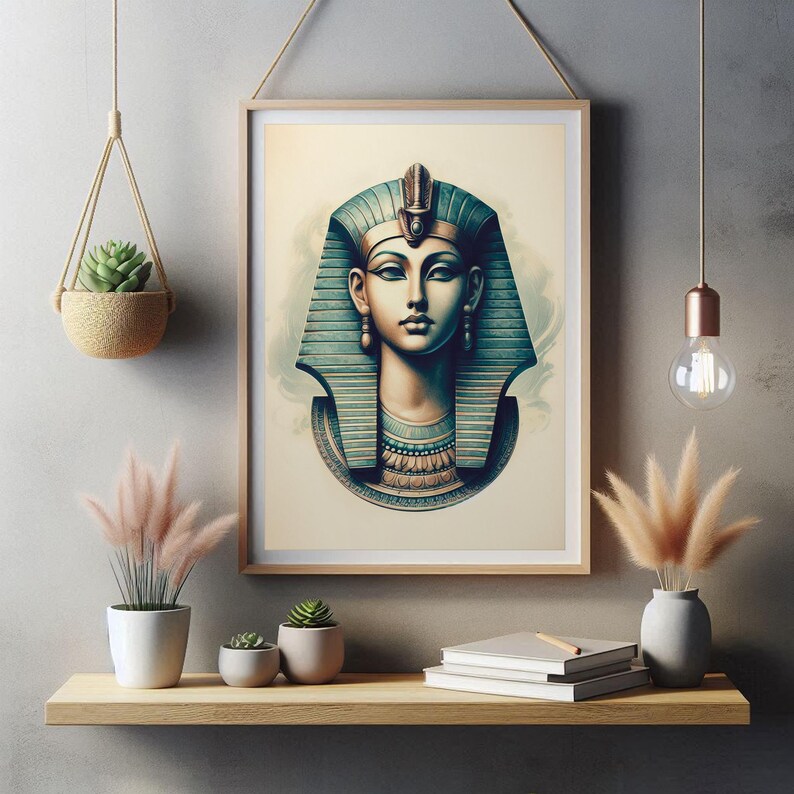Vintage Ancient Egypt Poster Set: Watercolor Egyptian Statues (digital ...