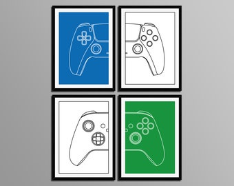 Printable Gamepad Poster Set. Set of 8. Printable Game Room Wall Decor. Game Room Decor. Video Game Poster. Game Console Poster.  Wall Art.