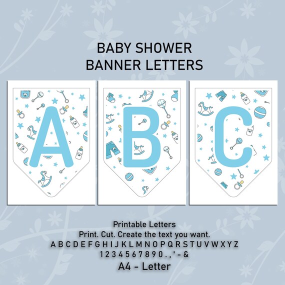 printable alphabet banner set printable blue letters a to z etsy