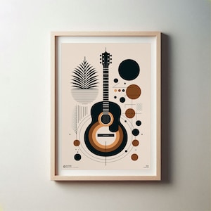 Printable Abstract Guitar Poster. Abstract Music Poster. Music Room Decor. Minimal Acoustic Guitar Poster. Musical Abstract Art Print.