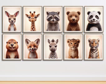 Baby Animal Prints, Nursery Wall Art (Digital Download)