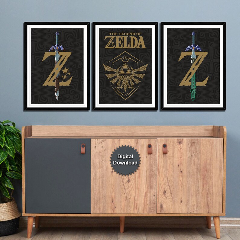 Minimalist Design Zelda Master Sword Poster. Printable Game Poster