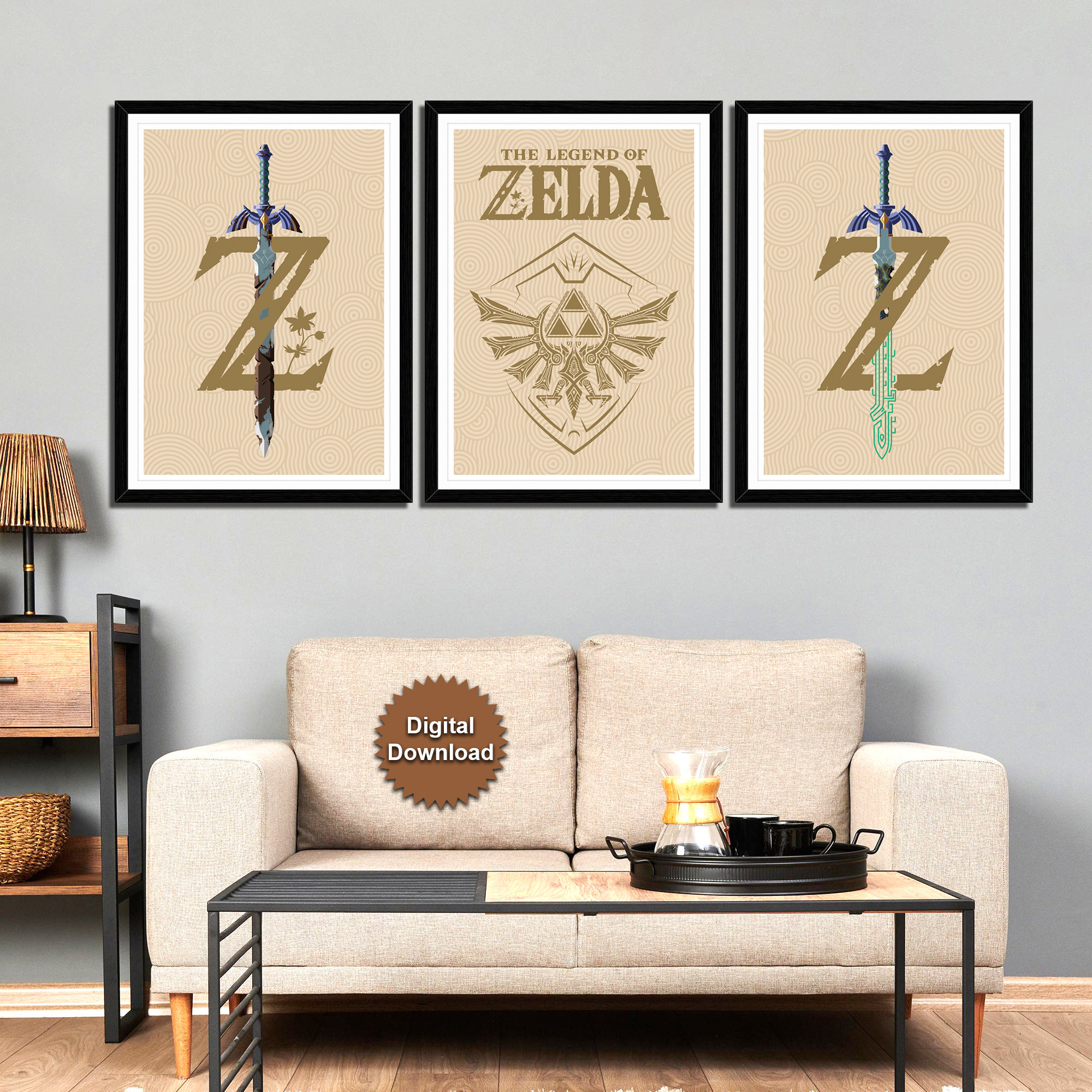 Minimalist Design Zelda Master Sword Poster. Printable Game Poster