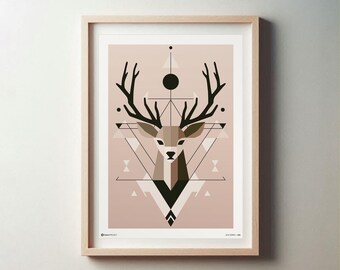 Abstrakter Hirsch Kunstdruck: Wildtier Poster (Digitaler Download)