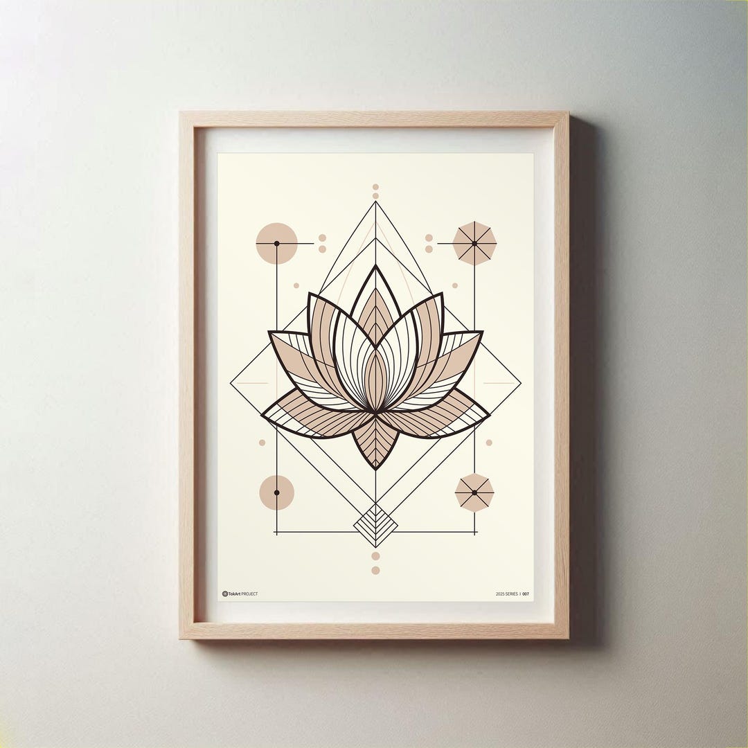 Abstract Lotus Flower Print | Modern Geometric Botanical Art (digital ...