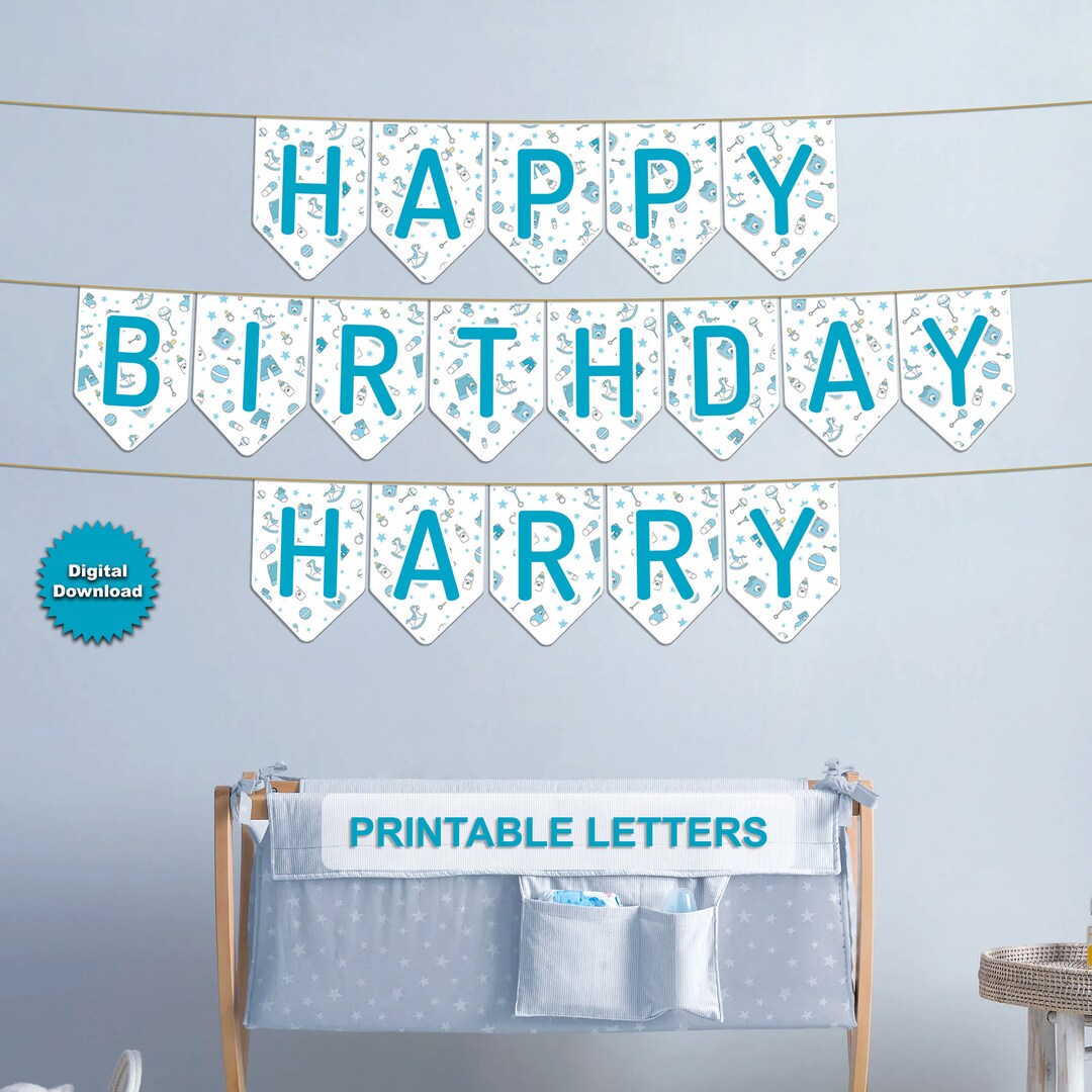 Printable Alphabet Banner Set Printable Blue Letters A to Z - Etsy