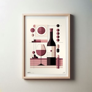 Abstraktes Wein Poster zum Ausdrucken. Abstraktes Rotwein Poster. Stilvolles, modernes Wohnkultur. Minimal Bar Dekor. Abstrakte Wein Wandkunst. Küchen Kunst.