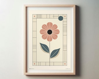 Estampa abstrata de margaridas: pôster de flores em tons pastel, decoração moderna para casa (download digital)