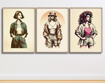 80s Fashion Poster Set: Vintage Silk Screen Style (Digital Download)