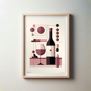Lámina artística abstracta de vino: Decoración moderna para bar (descarga digital)